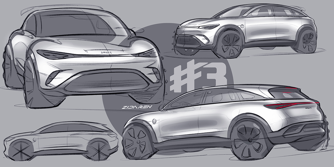 SMART #3, THE FIRST SKETCHES OF THE SUV COUPE - Auto&Design